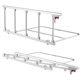 Foldable Bed Rail for Elderly, 48 in Bedside Assist Rail with Fixing Strap, Adjustable Height Pipe Bedside Cane, High-Strength Metal Senior Bed Bar
