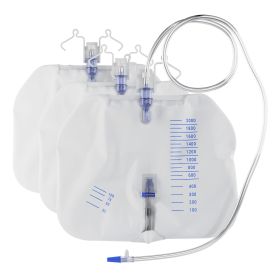 Urine Drainage Bag 2000 ml, 67.6 oz. Pack of 3 Clear Urine Catheter Bags for Men, Women. PVC Disposable Urine Bags for Catheter with 48" Drainage Tube