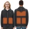VEVOR Heated Hoodie Sweatshirt Zip Up Unisex with Battery for Men&Women S Black