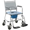 HOMCOM Rolling Shower Chair, Bedside Commode Wheelchair with Padded Seat, Backrest, for Seniors, Disabled, 300 lbs, Gray