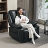 Recliner Massage Armchair with Heat Oversized Swivel Rocker with Footrest Remote and Side Pockets Black