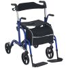 Rollator Walker with Seat, Folding Rolling Walker with 8" Wheels, Walker for Seniors with Adjustable Height, Blue