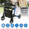 Aluminum Rollator Walker with Seat Backrest Foldable Rolling Walker with 220LBS Max Load 31-36in Adjustable Height 8in Wheels for Seniors Adult Mobili