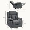 Recliner Massage Armchair with Heat, Oversized Swivel Rocker with Footrest, Remote and Side Pockets, Gray