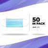 Disposable Face Masks. Pack of 50 Blue Adult Masks 3-ply. Disposable Face Guards, Face Masks Disposable Protectors with Adjustable Earloop for Outdoor