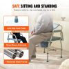 VEVOR Commode Chair, Bedside Commode with Drop-Down Arms and Detachable Backrest, 5-Level Adjustable Height, 7L Removable Bucket, Easy to Assemble