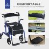 Rollator Walker with Seat, Folding Rolling Walker with 8" Wheels, Walker for Seniors with Adjustable Height, Blue