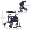 Rollator Walker with Seat, Folding Rolling Walker with 8" Wheels, Walker for Seniors with Adjustable Height, Blue