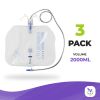 Urine Drainage Bag 2000 ml, 67.6 oz. Pack of 3 Clear Urine Catheter Bags for Men, Women. PVC Disposable Urine Bags for Catheter with 48" Drainage Tube