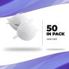 Dust and Particle Masks. Pack of 50 Disposable Respirator with Elastic Strap Dust and Filter Safety Masks for Non-Toxic Dust, Pollen, Danger, sawdust