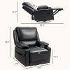 Recliner Massage Armchair with Heat Oversized Swivel Rocker with Footrest Remote and Side Pockets Black