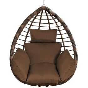 Egg Chair Cushion Hanging Basket Seat Cushion Thicken Soft Egg Swing Chair Pad Hanging Egg Chair Cushion with Headrest (Option: Coffee)