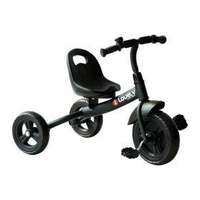 3-Wheel Indoor Outdoor Toddler Tricycle With Bell For Recreation Ride-On Black Com (Color: Black)