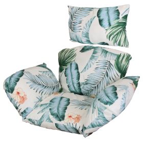 Egg Chair Cushion Hanging Basket Seat Cushion Thicken Soft Egg Swing Chair Pad Hanging Egg Chair Cushion with Headrest (Option: BlueLeaf)