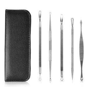 5 Pcs Blackhead Remover Kit Pimple Comedone Extractor Tool Set Stainless Steel Facial Acne Blemish Whitehead Popping Zit Removing for Nose Face Skin C (Option: pcsk)