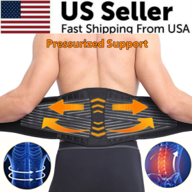 Lower Back Support Brace Lumbar Waist Belt Double Pull Breathable Belt Men Women (Brace Size: L)