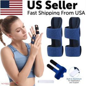 Adjustable Trigger Finger Splint Straightener Corrector Brace Support Protector (Colors: Blue - 2 Pack)