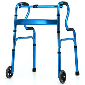 Bi-Level Armrests Adjustable Rehabilitation Equipment Folding Walker (Type: Rehabilitation Equipment, Color: Blue)