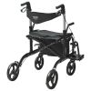 VEVOR 2 in 1 Rollator Walker & Transport Chair for Seniors, Folding Rolling Walker Wheelchair Combo & Footrests