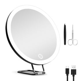 30X Magnifying Mirror With Light 3 Colors Dimmable Brightness Included Tweezer Scissor 
Travel Magnifying Makeup Mirror with Suction Cup 360° Adjusta (Option: Black)