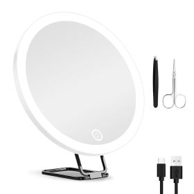30X Magnifying Mirror With Light 3 Colors Dimmable Brightness Included Tweezer Scissor 
Travel Magnifying Makeup Mirror with Suction Cup 360° Adjusta (Option: white)