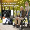 VEVOR 2 in 1 Rollator Walker & Transport Chair for Seniors, Folding Rolling Walker Wheelchair Combo & Footrests