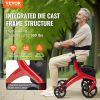 VEVOR Folding Rollator Walker for Seniors and Adults, Lightweight Aluminum Rolling Walker with Seat and Adjustable Handle